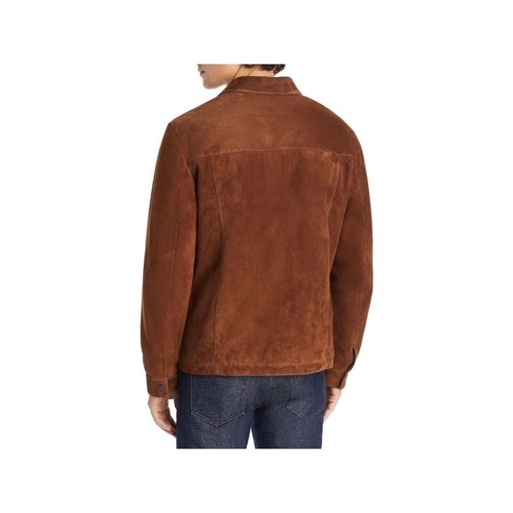 Z Zegna Men's Brown Button Down Suede Brown Shirt Jacket Extra Extra Large XXL - Picture 2 of 3